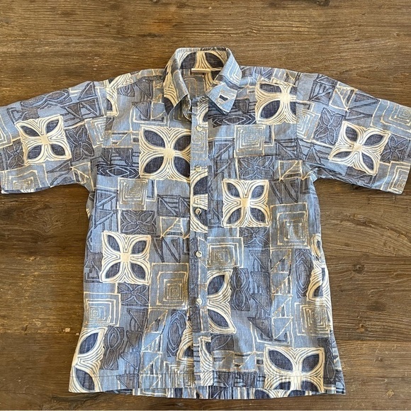 Hawaiian Shirt Vintage Go Barefoot Beach Vacation  Tribal Reverse Print Summer - Picture 1 of 13